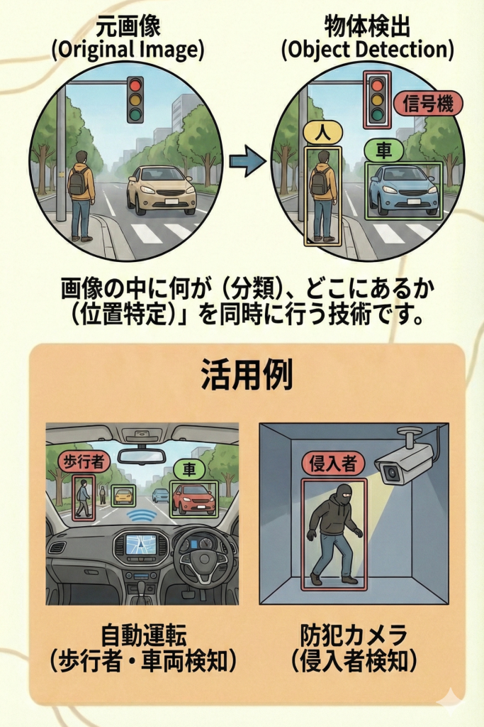 物体検出のバウンディングボックス表示例