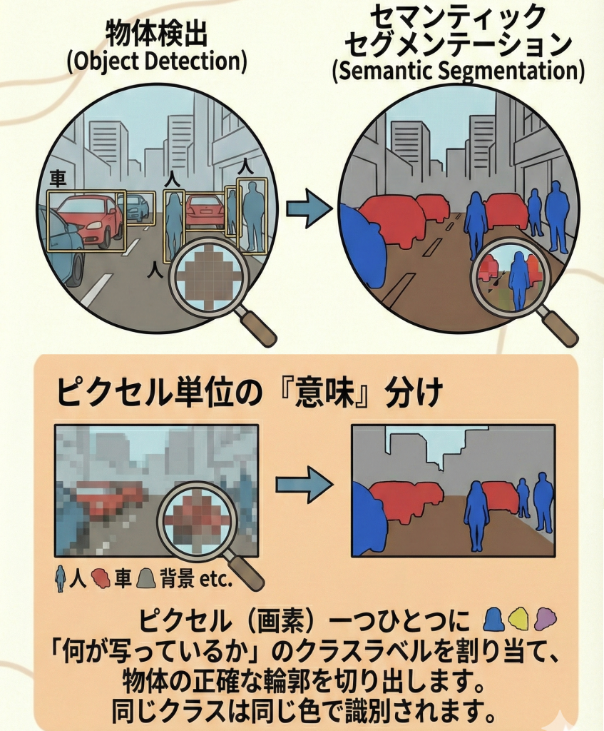 セマンティックセグメンテーションの出力例