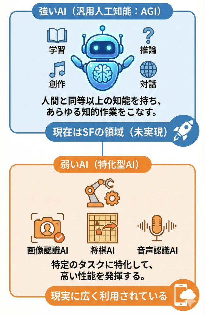 強いAIと弱いAIの違いを図解